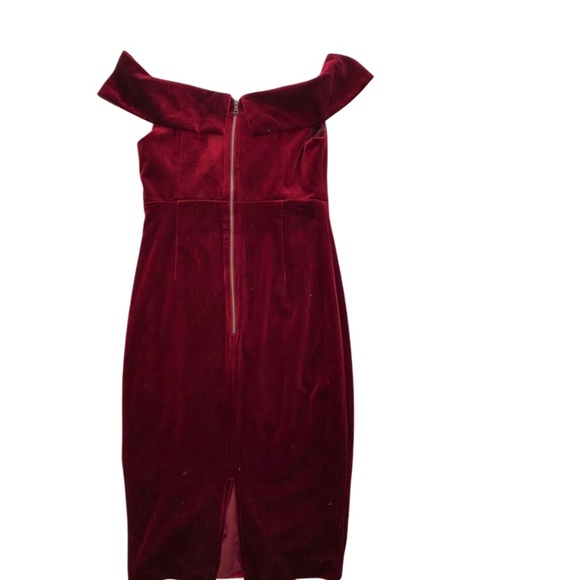 Bardot Burgundy Velvet Off-Shoulder Cocktail Dress Size 6 - Picture 2 of 7